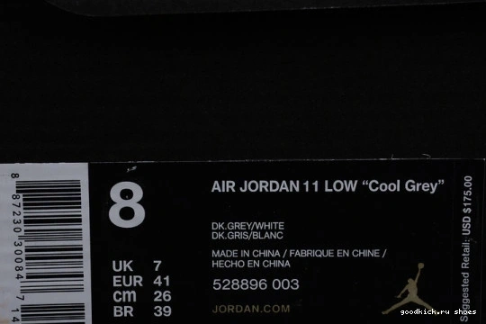 528895-003  Low  528895-003 Retro 11 Cool Jordan Grey 0309